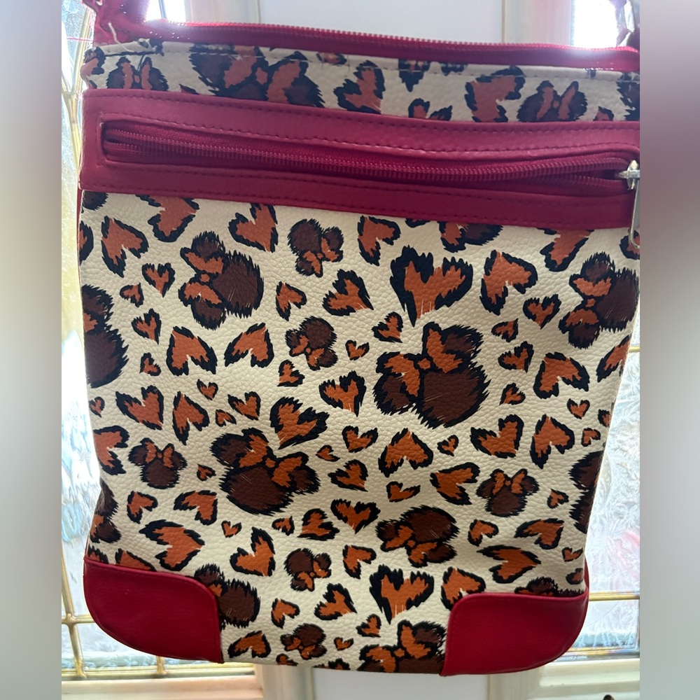 Disney Leopard Print Crossbody Bag with Red Accents